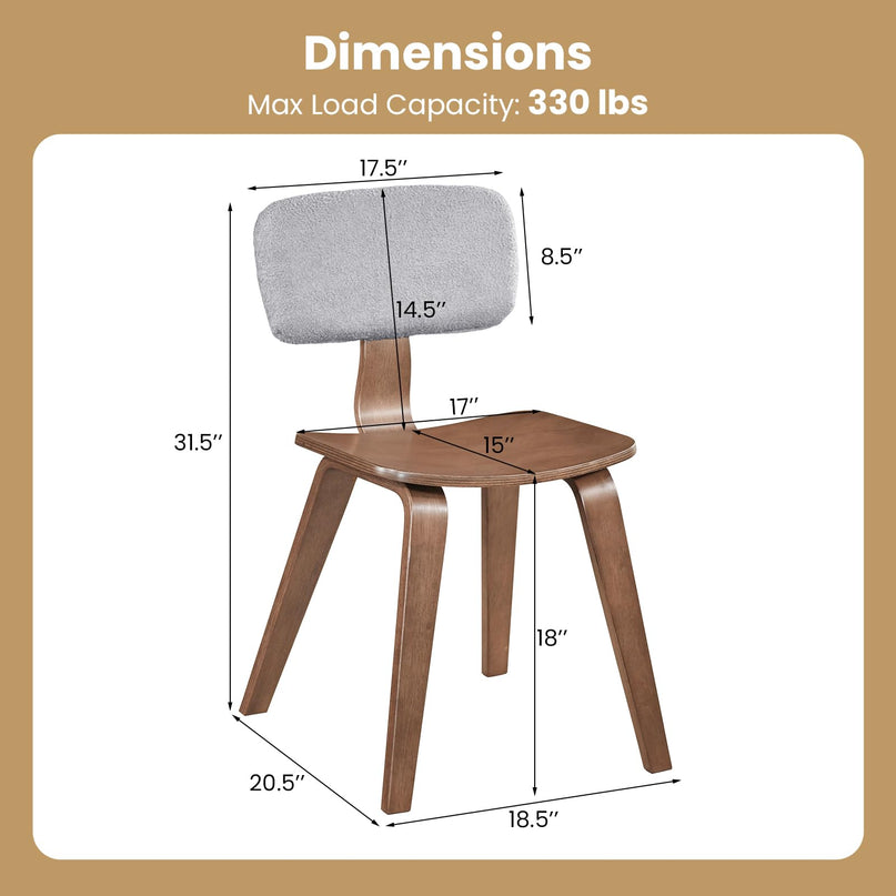 Giantex Rubber Wood Dining Room Chairs with Teddy Velvet Padded Backrest & Ergonomic Seat