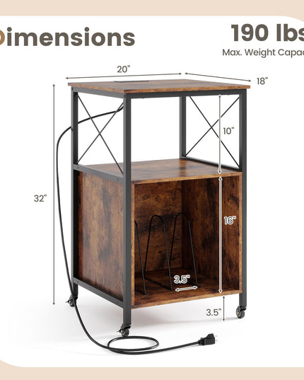 Giantex Record Player Stand with Charging Station for Living Room