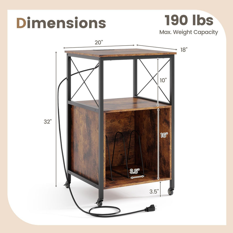Giantex Record Player Stand with Charging Station for Living Room