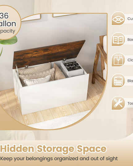 Giantex Flip-top Storage Chest, Lift Top Storage Bench w/Pneumatic Rod & Safety Hinges