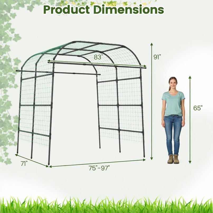 Giantex 7.5FT Tall Adjustable Metal Garden Arch Trellis for Climbing Plants Outdoor