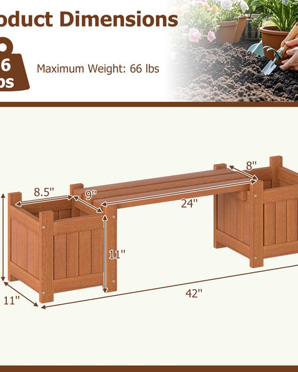 Giantex 2 in 1 Outdoor Bench with 2/4 Raised Garden Beds