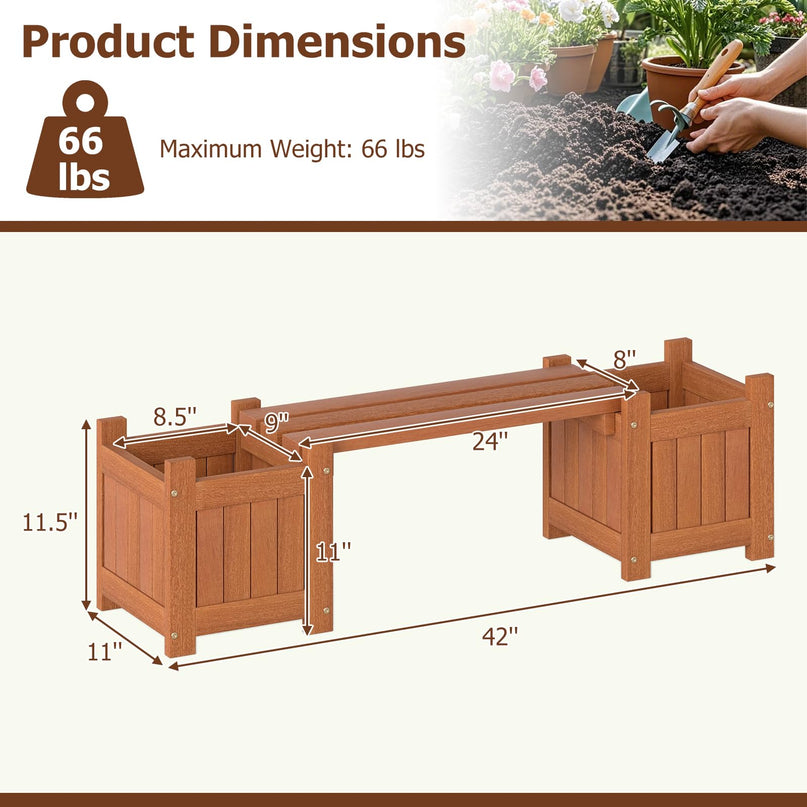 Giantex 2 in 1 Outdoor Bench with 2/4 Raised Garden Beds