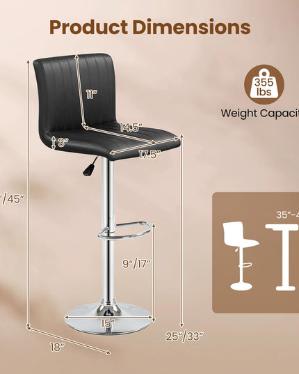 Giantex Modern Bar Stools | Adjustable Swivel Bar Chairs with Back and Footrest (2/4)