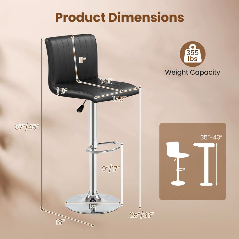 Giantex Tabourets de Bar Modernes | Chaises de Bar Pivotantes Réglables avec Dossier et Repose-Pieds (2/4)