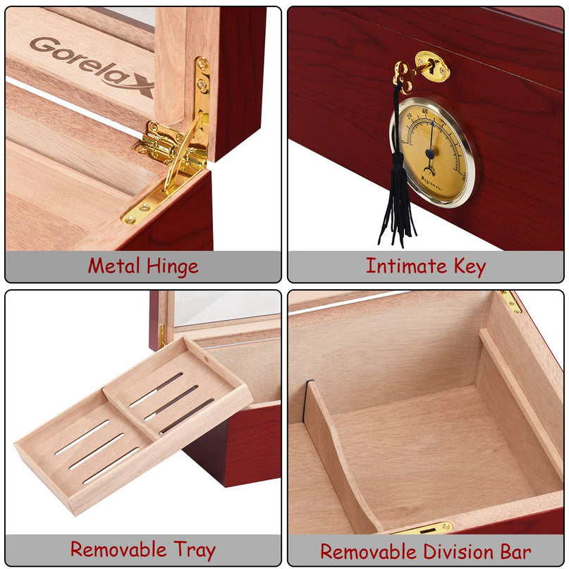 Giantex Desktop Cigar Humidor Tempered Glasstop Lockable