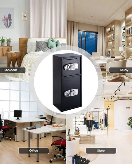 Safe Box Security Lock Box with Double Door and Keys, Gun Cash Valuable Storage