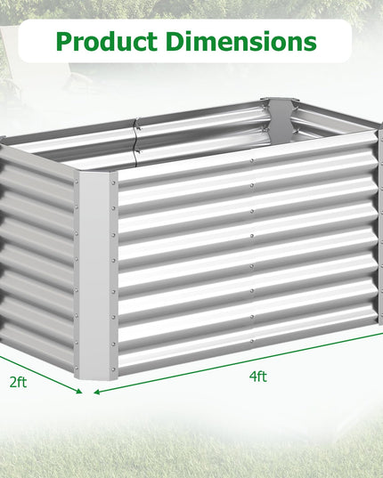 Giantex 4 x 2 x 2 FT Galvanized Rectangular Raised Garden Bed with Open-Ended Base (1/2)