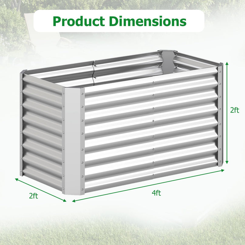 Giantex 4 x 2 x 2 FT Galvanized Rectangular Raised Garden Bed with Open-Ended Base (1/2)