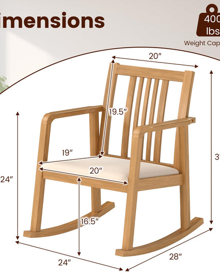 Giantex Rocking Chair with Cushioned Seat for Living Room