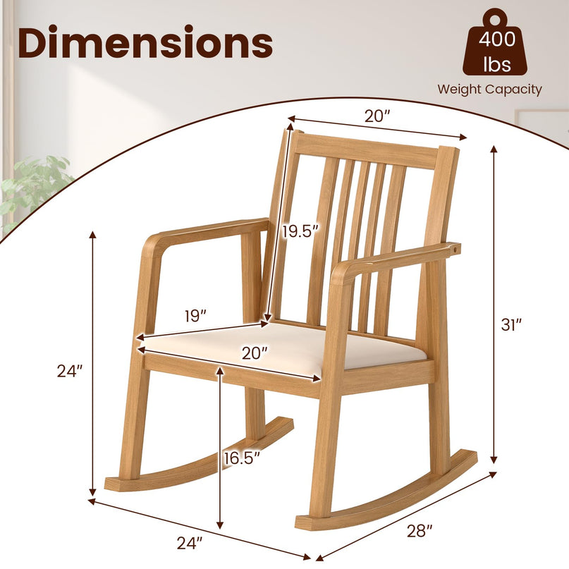 Giantex Rocking Chair with Cushioned Seat for Living Room
