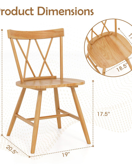 Giantex Wooden Dining Chairs Set of 2/4, Farmhouse Windsor Kitchen Chairs w/Cross Back, Wide Seat