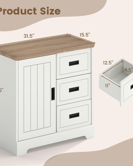 Giantex Small Sideboard Buffet Cabinet with Fluted Sliding Door