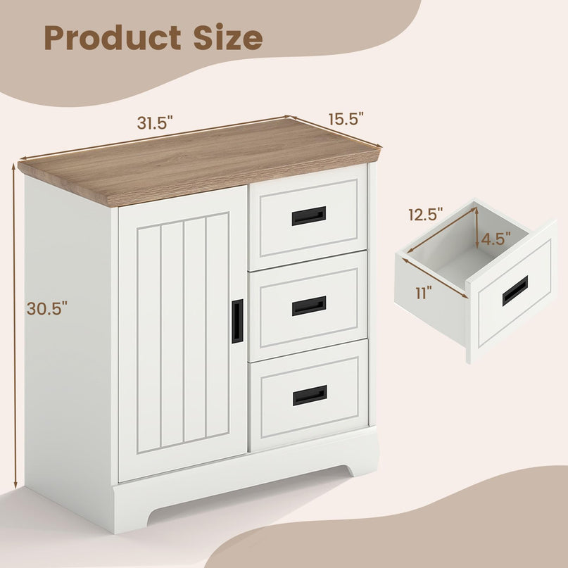 Giantex Small Sideboard Buffet Cabinet with Fluted Sliding Door