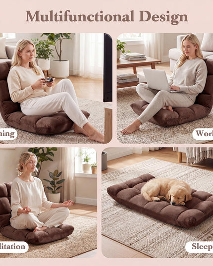 Giantex Folding Floor Chair with Back Support 14 Adjustable Position