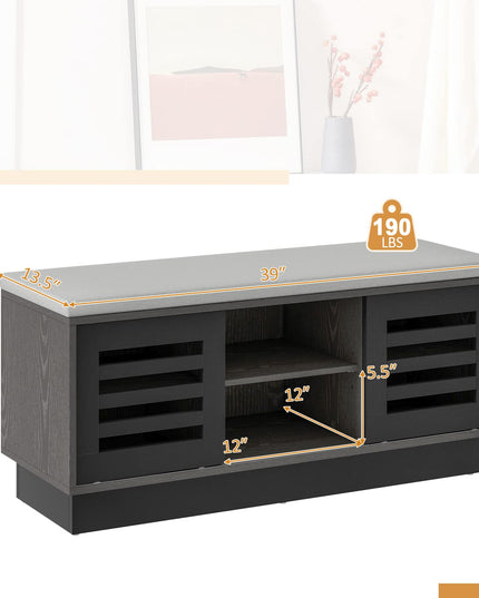 Giantex Entryway Shoe Storage Bench - Shoe Rack w/Seat Cushion & 6 Storage Compartments