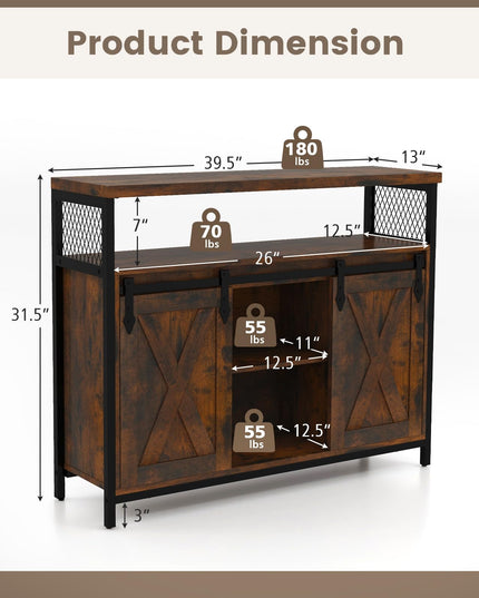 Giantex Buffet Cabinet with Storage, Farmhouse Coffee Bar Cabinet w/ 3-Level Adjustable Shelves