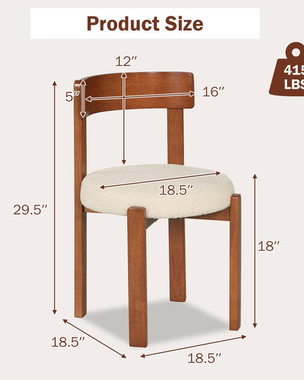 Giantex Wooden Dining Chairs Set of 2/4 Teddy Fleece Upholstered Boucle Kitchen Chair
