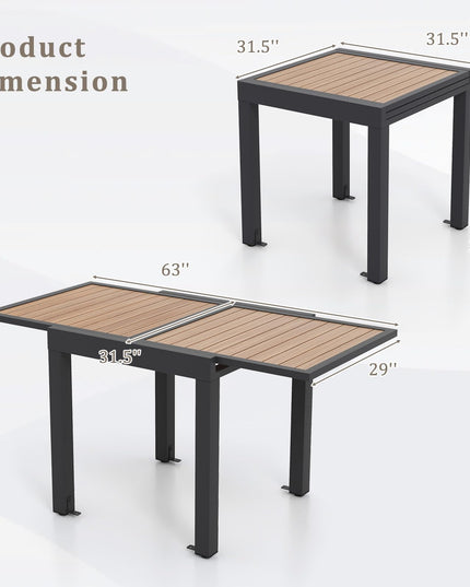Giantex 31.5"-63" Expandable Patio Dining Table