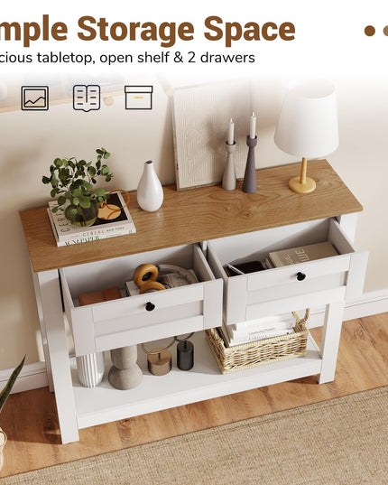 Giantex 42" Farmhouse Console Table with 2 Drawers