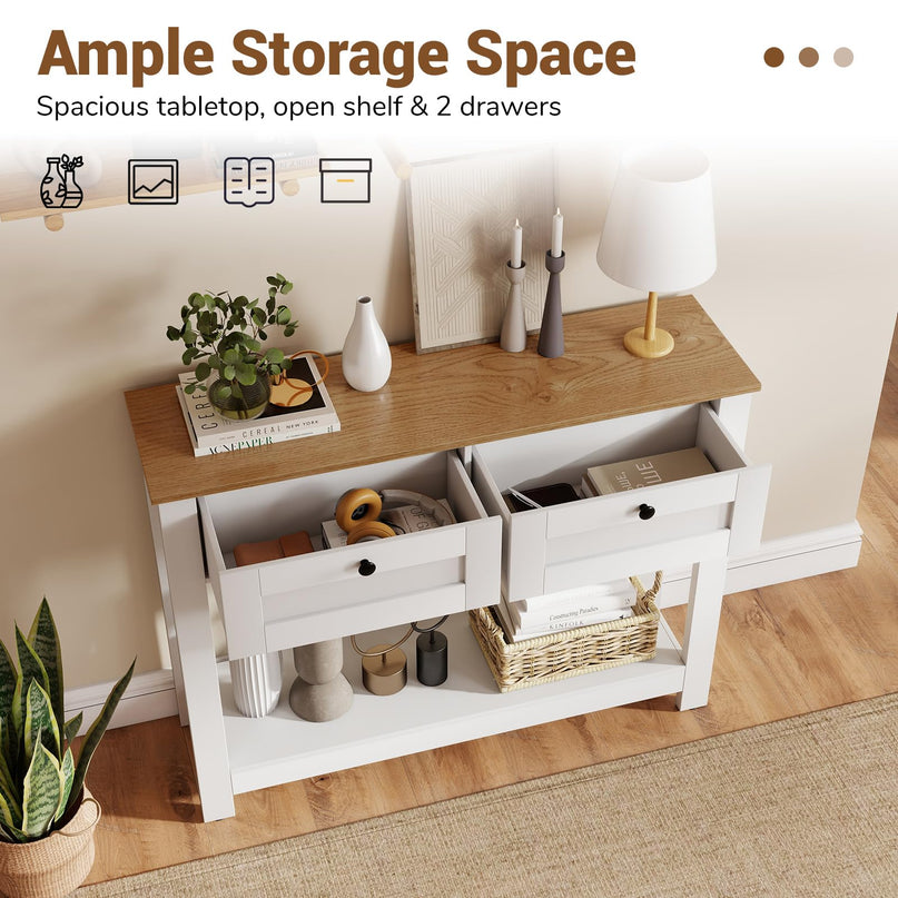 Giantex 42" Farmhouse Console Table with 2 Drawers