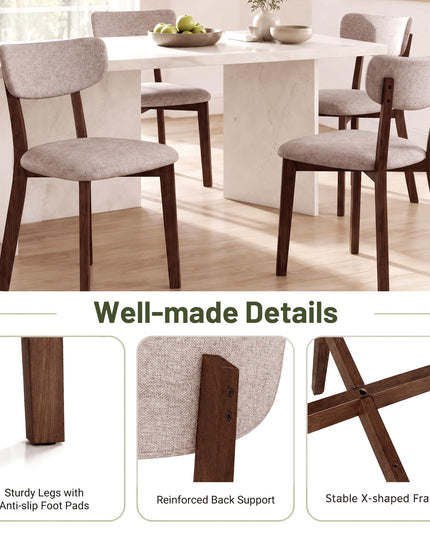 GIANTEX Wood Dining Chairs Set of 4 with Curved Padded Backrest