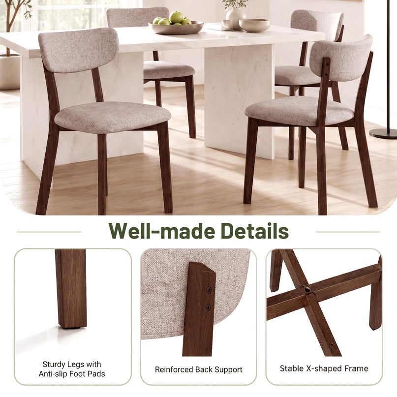 GIANTEX Wood Dining Chairs Set of 4 with Curved Padded Backrest