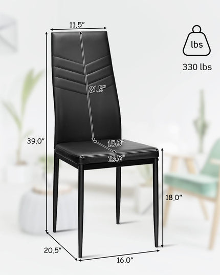 4 Dining Chairs, High Back Dining Side Chairs w/PVC Leather & Non-Slip Feet Pads