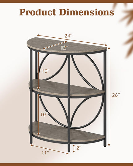 Giantex Lot de 1 ou 2 tables d'appoint demi-rondes étroites à 3 niveaux