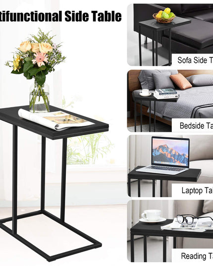 Giantex Reception Guest Chairs and C-Shaped End Table 3Pcs Set