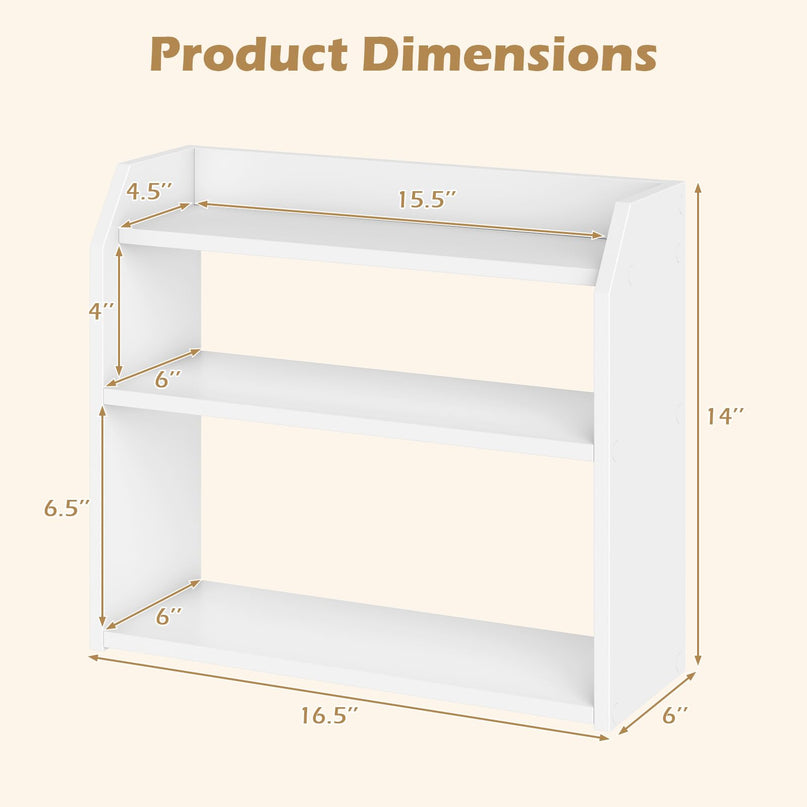 Giantex 3-Tier Small Wood Desktop Bookshelf with Raised Guardrails (1/2)