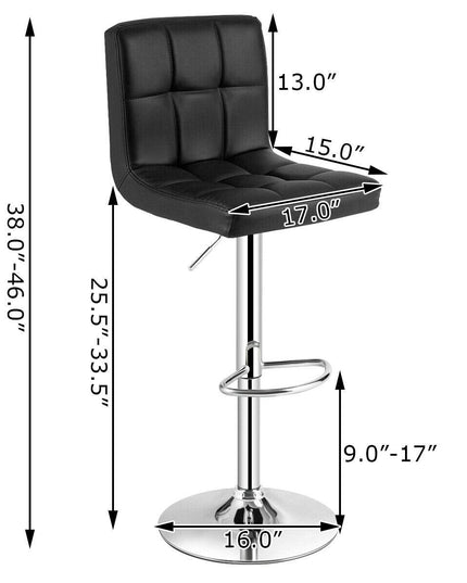 Giantex Bar Stool, Modern Swivel Adjustable Armless Barstools, Square Counter Height PU Leather Bar Stools