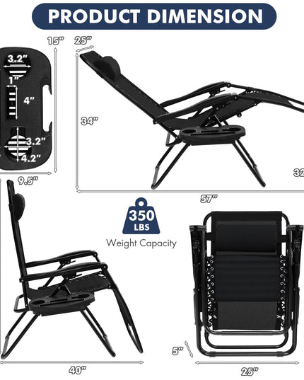 Outdoor Patio Recliner with Cup Holder & Removable Pillow