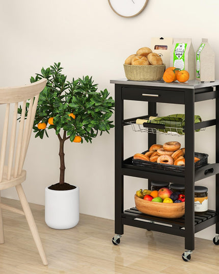 Giantex Rolling Kitchen Storage Cart with Stainless Steel Tabletop