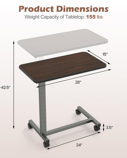 Giantex Overbed Table with Lockable Rolling Wheels