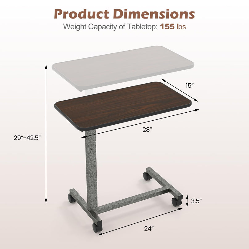 Giantex Overbed Table with Lockable Rolling Wheels