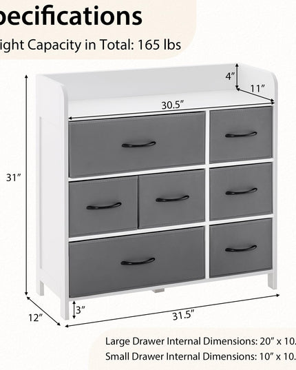 Giantex Storage Cabinet with 7 Drawers & Open Shelf, Chest of Drawers, Console Table