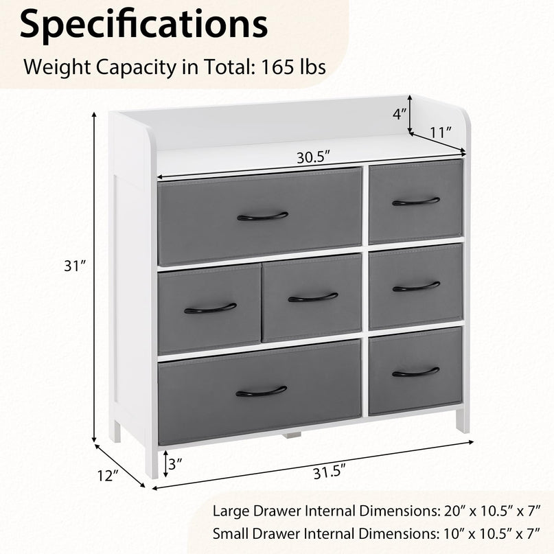 Giantex Storage Cabinet with 7 Drawers & Open Shelf, Chest of Drawers, Console Table