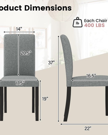 Giantex Upholstered Dining Chairs Set of 2/4 w/Rubber Wood Legs