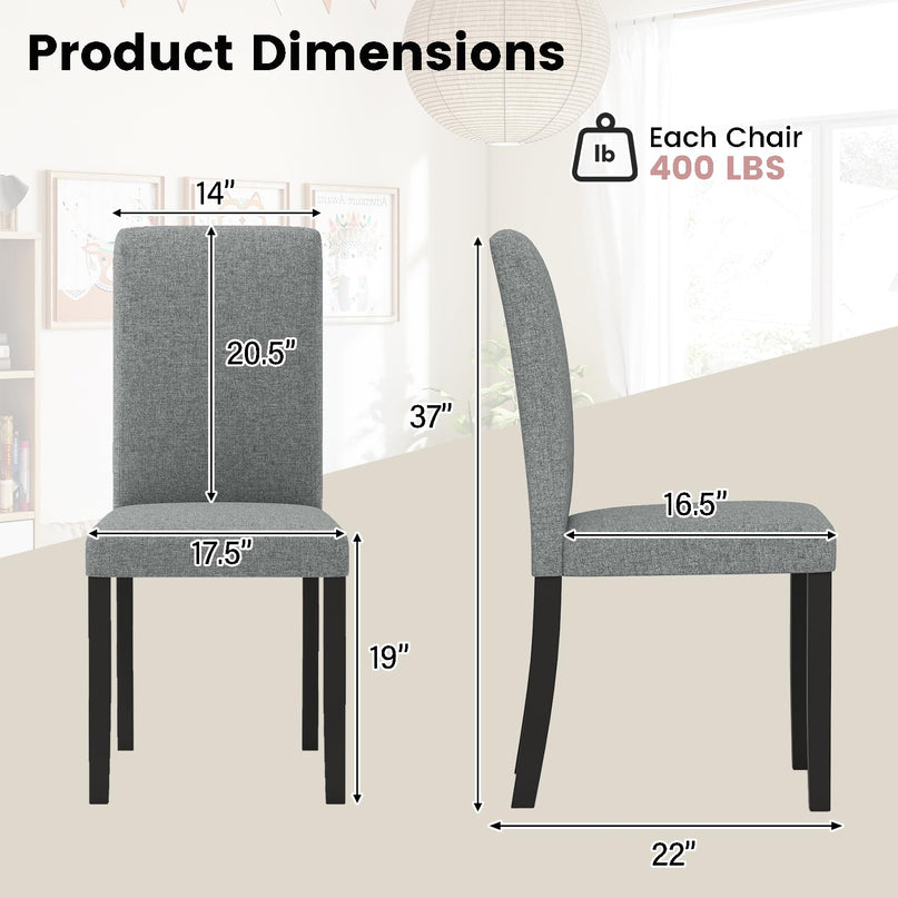 Giantex Upholstered Dining Chairs Set of 2/4 w/Rubber Wood Legs