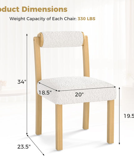Giantex Wooden Dining Chairs Set of 2/4, Faux Sherpa Upholstered Kitchen Dining Room Chairs w/Rubber Wood Frame