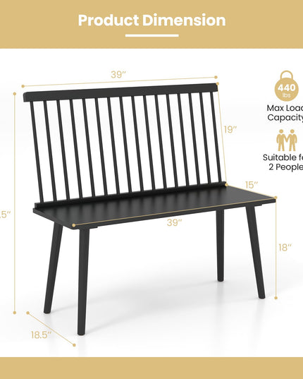 Giantex Entryway Bench for 2, Windsor Bench with Spindle Back & Anti-Slip Foot Pads
