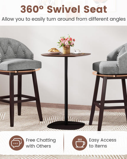 Giantex Modern Upholstered Bar Stools Set of 2/4, 31" Bar Height Swivel Kitchen Stools w/Button-Tufted Back