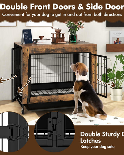 Giantex Dog Crate Furniture with Wheels