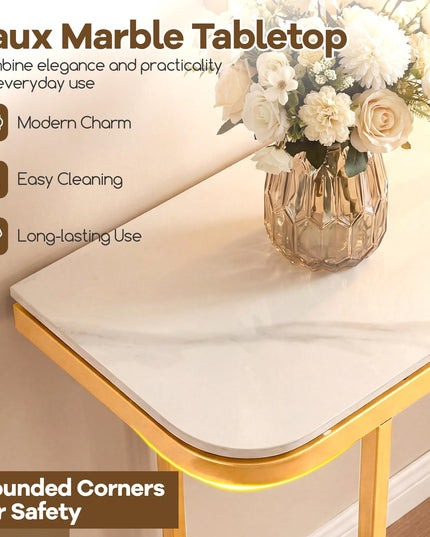 Giantex 44" Entryway Table with Faux Marble Tabletop & Heavy-Duty Metal Frame
