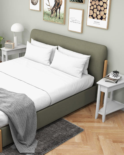 Triangle Side Table with Storage Shelf - Giantex