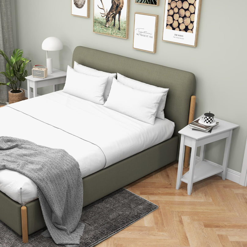 Triangle Side Table with Storage Shelf - Giantex