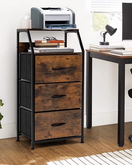 Giantex 3 Drawers Dresser, Storage Tower w/ 3 Foldable Fabric Drawers & Open Shelves