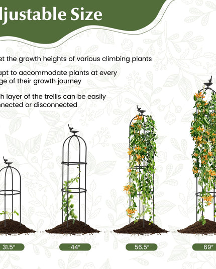 Giantex 2-Pack Tomato Cages, 69” PE-Coated Metal Garden Obelisk Trellis for Climbing Plants