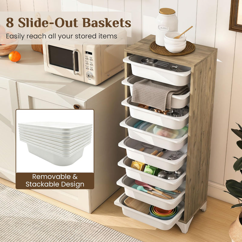 Giantex Sideboard Buffet Cabinet with 8 Plastic Storage Drawer